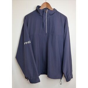 Ping Collection Golf Windbreaker Men's L Navy Lined Quarter Zip Jacket Spell Out